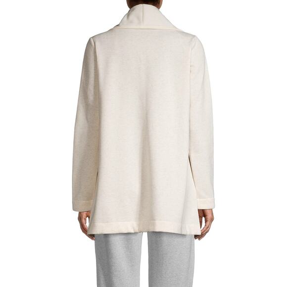 Ugg Janni Fleece Cardigan Women M Oatmeal Heather Open Asymmetrical Plush Lounge - Picture 5 of 16